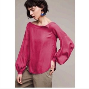 Floreat Anthropologie Mazza Pink Off the Shoulder Balloon Sleeves Top Size 6